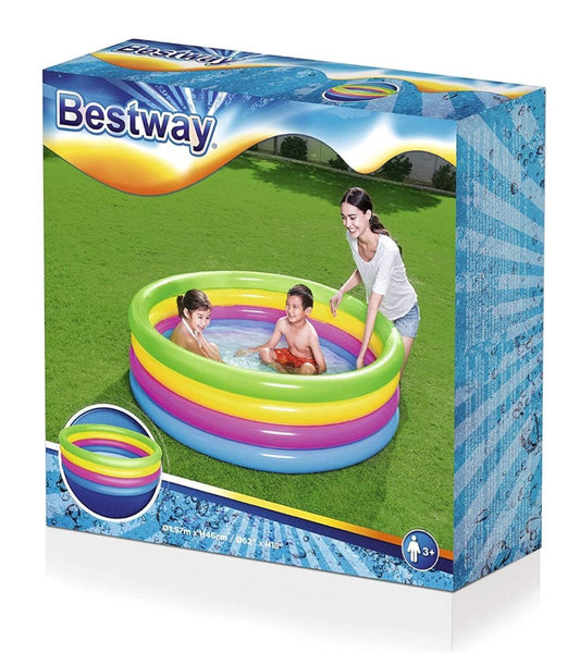 Piscine Bestway pataugeoire gonflable ronde Arc en Ciel 4 boudins 157 x 46 cm