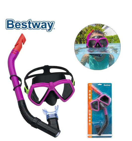 (F) Bestway Kit Plongée Masque et Tuba Snorkeling de Natation Plage et Piscine pour Enfants (fille) +7 ans - 24070