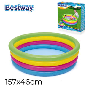 Piscine Bestway pataugeoire gonflable ronde Arc en Ciel 4 boudins 157 x 46 cm