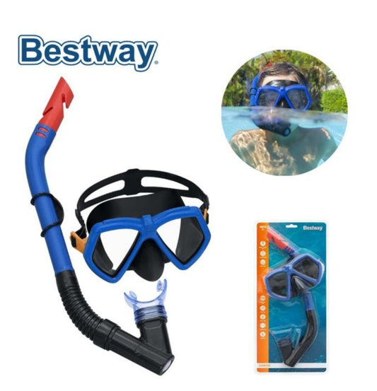 (G) Bestway Kit Plongée Masque et Tuba Snorkeling de Natation Plage et Piscine pour Enfants (garçon) +7 ans - 24070